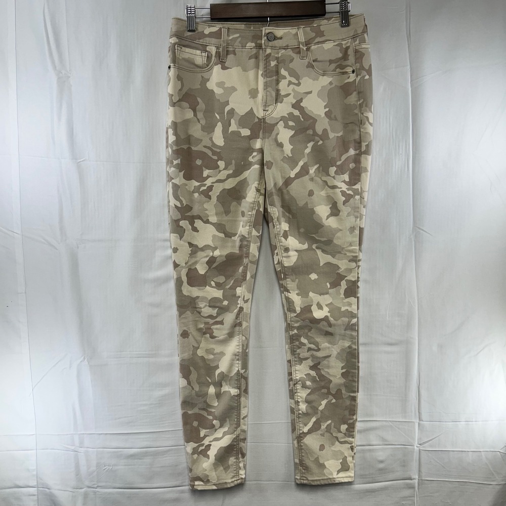 Old Navy Rockstar Super Skinny Pants Womens 10 Beige Camo High Rise 30x28